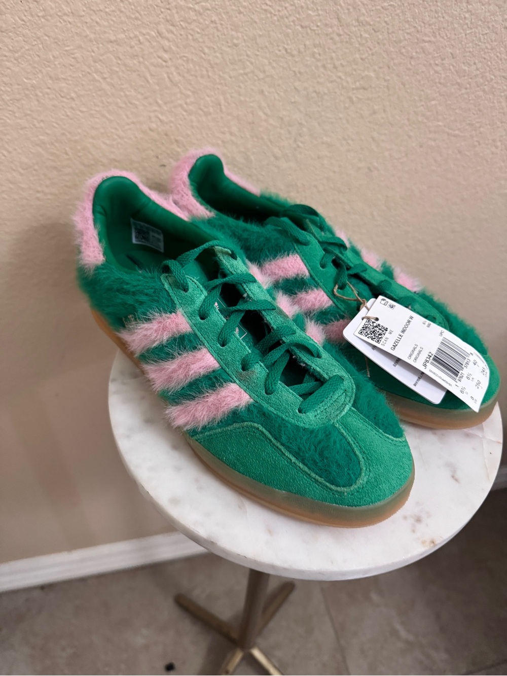 Women Adidas Originals Gazelle sneakers fuzzy blokecore retro pink green pink 8
